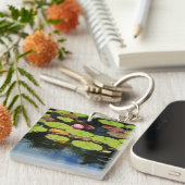 Roze lotus in regen sleutelhanger (Voorkant Rechts)