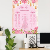 Roze lotus Indiase trouwtafel zitplattegrond Poster (Thuiskantoor)