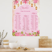 Roze lotus Indiase trouwtafel zitplattegrond Poster (Keuken)