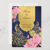 Roze lotus Indische bruiloft Kaart (Voorkant)
