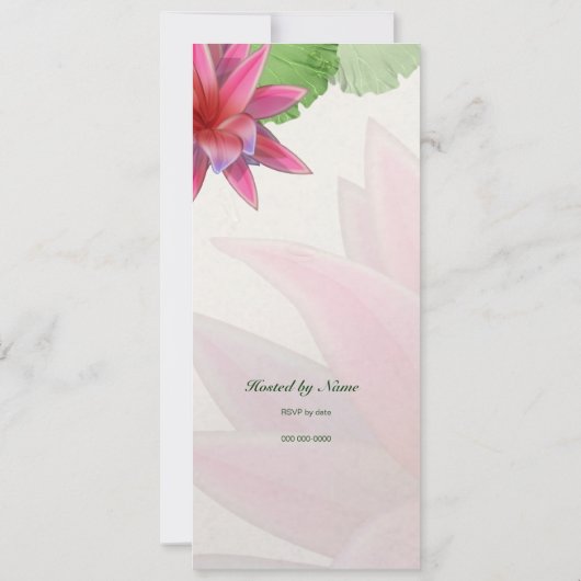 Roze Lotus Invitation 4 x 9.25 Kaart (Achterkant)