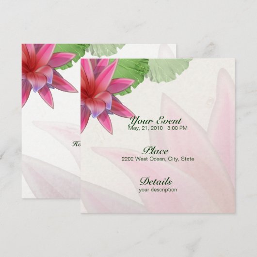 Roze Lotus Invitation 5.25 x 5.25 Kaart (Voorkant / Achterkant)
