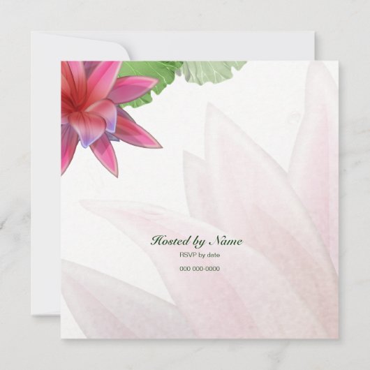 Roze Lotus Invitation 5.25 x 5.25 Kaart (Achterkant)