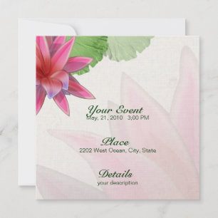 Roze Lotus Invitation Linen Paper 5.25 x 5.25 Kaart