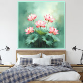 Roze Lotus Kunstwerk Canvas Afdruk (Insitu (Slaapkamer))