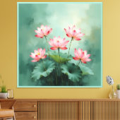 Roze Lotus Kunstwerk Canvas Afdruk (Insitu (Woonkamer))
