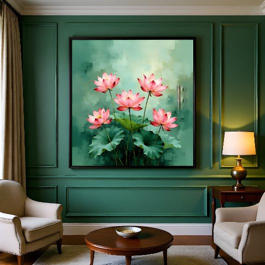 Roze Lotus Kunstwerk Foto Afdruk