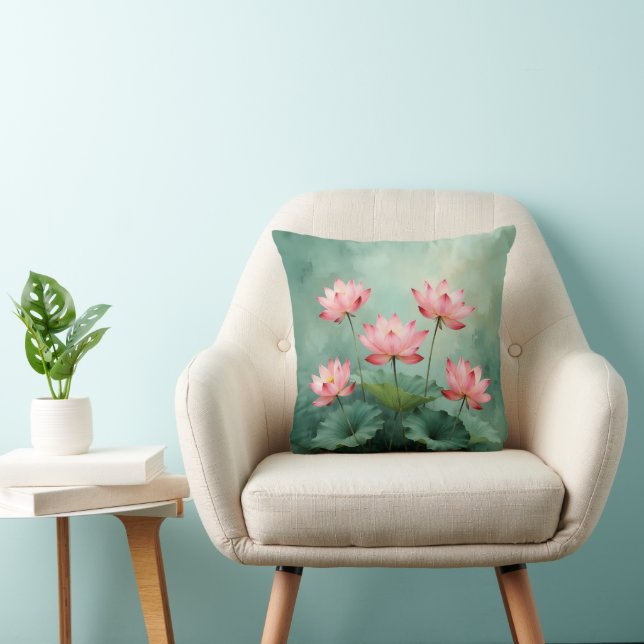 Roze Lotus Kunstwerk  Kussen (Stoel)