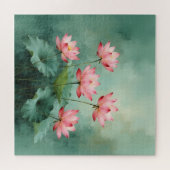 Roze Lotus Kunstwerk  Legpuzzel (Horizontaal)
