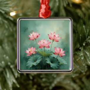 Roze Lotus Kunstwerk Metalen Ornament
