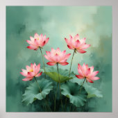 Roze Lotus Kunstwerk Poster (Voorkant)