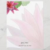 Roze Lotus Letterhead Linen Stationery Briefhoofd Ontwerp (Voorkant)