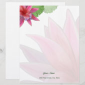Roze Lotus Letterhead Linen Stationery Briefhoofd Ontwerp (Voorkant / Achterkant)
