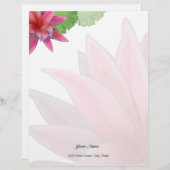 Roze Lotus Letterhead Stationery Gepersonaliseerd Briefhoofd (Voorkant / Achterkant)