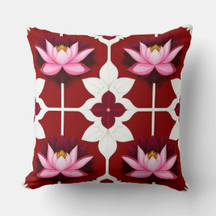 Roze Lotus Levendig Bloemendesign Kussen