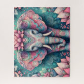 Roze Lotus Mandala Olifant Legpuzzel (Verticaal)