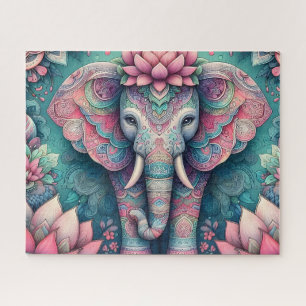 Roze Lotus Mandala Olifant Legpuzzel