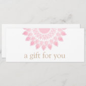 Roze Lotus Mandala Spa Gift Certificate Feestdagenkaart (Voorkant / Achterkant)