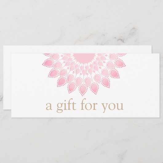 Roze Lotus Mandala Spa Gift Certificate Feestdagenkaart (Voorkant / Achterkant)