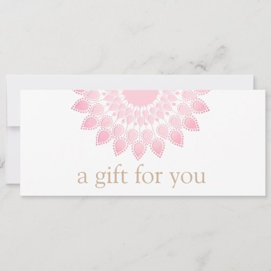 Roze Lotus Mandala Spa Gift Certificate Feestdagenkaart (Voorkant)
