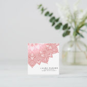 Roze Lotus Mandala Yoga Instructor Holistic Vierkante Visitekaartje (Staand voorkant)