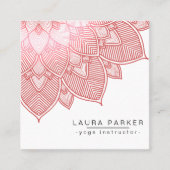 Roze Lotus Mandala Yoga Instructor Holistic Vierkante Visitekaartje (Voorkant)