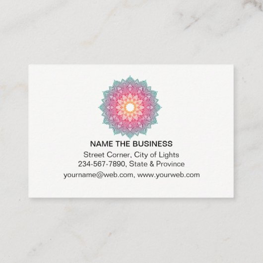 Roze Lotus Mandala Yoga Meditation Holistic Visitekaartje (Achterkant)