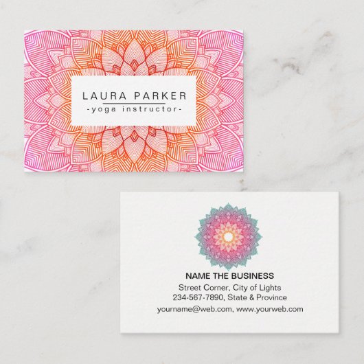 Roze Lotus Mandala Yoga Meditation Holistic Visitekaartje (Voorkant / Achterkant)