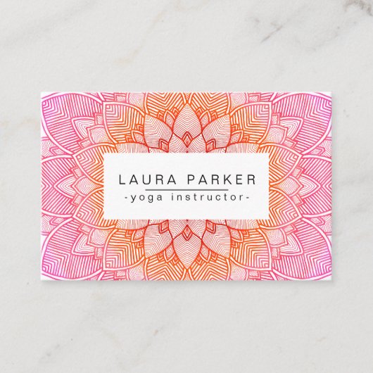 Roze Lotus Mandala Yoga Meditation Holistic Visitekaartje (Voorkant)