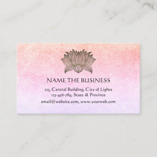 Roze Lotus Mandala Yoga Trainer Meditation Retro Visitekaartje (Achterkant)