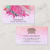 Roze Lotus Mandala Yoga Trainer Meditation Retro Visitekaartje (Voorkant / Achterkant)