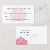 Roze Lotus Massage Therapy Spa Afsprakenkaartje (Voorkant / Achterkant)