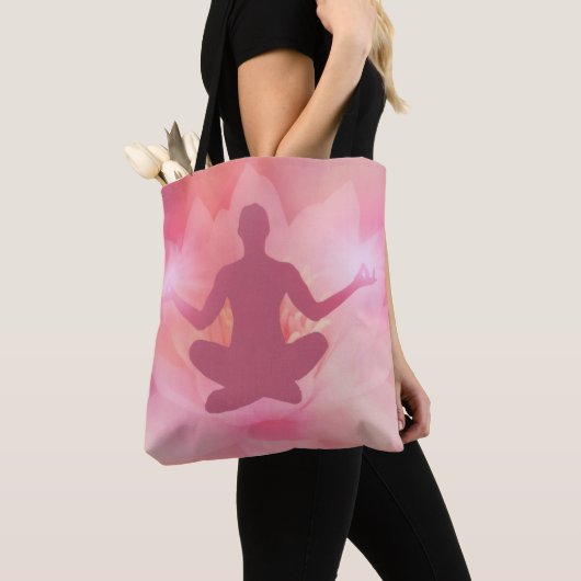 Roze Lotus Meditation Energy Yoga Canvas tas (Dichtbij)