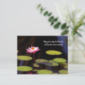 Roze Lotus met Briefkaart voor vrede en veiligheid (Staand voorkant)