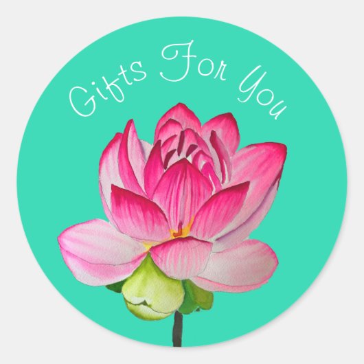 Roze Lotus modern design Gift business branding Ronde Sticker (Voorkant)