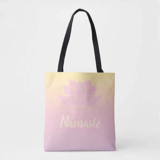 Roze Lotus Namaste Tote Bag (Voorkant)