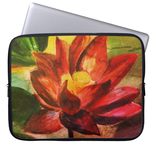 Roze Lotus Neopreen Laptophoes 15" Laptop Sleeve (Voorkant)