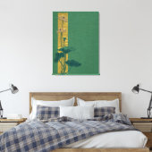 Roze lotus op groen linnen- boekomslag canvas afdruk (Insitu (Slaapkamer))