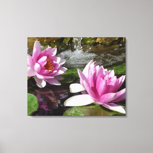 Roze Lotus op Uitgerekt Canvas Afdruk (Voorkant)