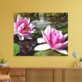 Roze Lotus op Uitgerekt Canvas Afdruk (Insitu (Woonkamer))