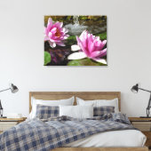 Roze Lotus op Uitgerekt Canvas Afdruk (Insitu (Slaapkamer))