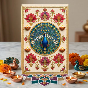 Roze Lotus Pauw Festival van Gouden Diya Deepavali