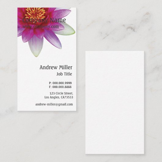 Roze Lotus Peace Visitekaartje (Voorkant / Achterkant)