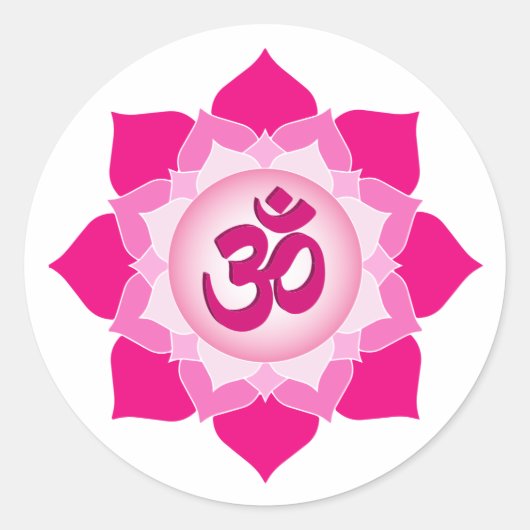 Roze lotus ronde sticker (Voorkant)