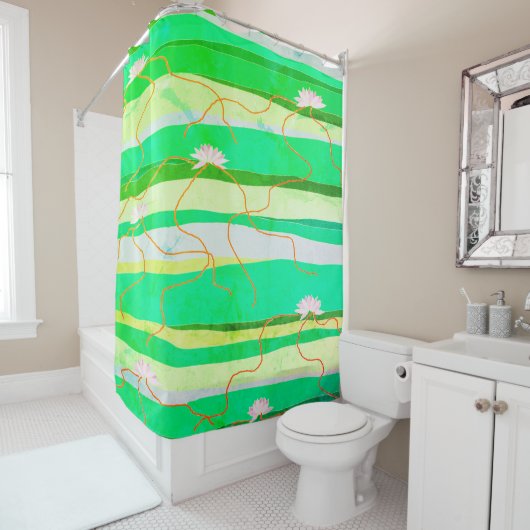roze Lotus Shower Curtain Douchegordijn (In situ)