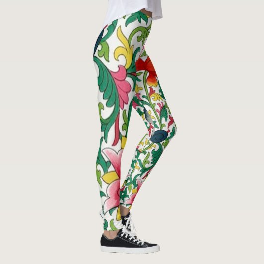 Roze Lotus Tuin Botanische Chinoiserie Leggings (Rechts)
