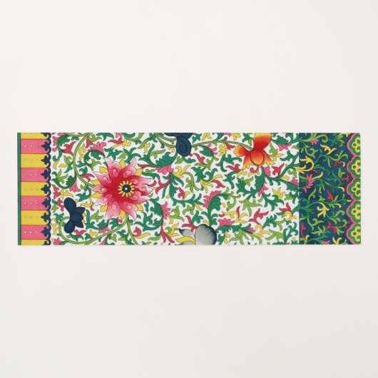 Roze Lotus Tuin Botanische Chinoiserie Yogamat (Achterkant (horizontaal))