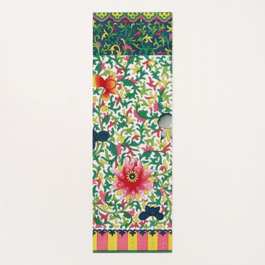 Roze Lotus Tuin Botanische Chinoiserie Yogamat (Achterkant)