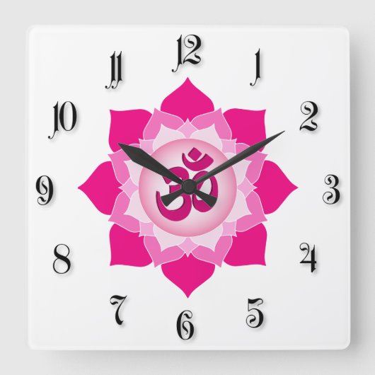Roze lotus vierkante klok (Voorkant)
