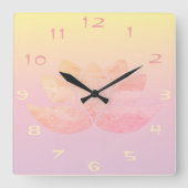 Roze Lotus Vierkante Klok (Voorkant)